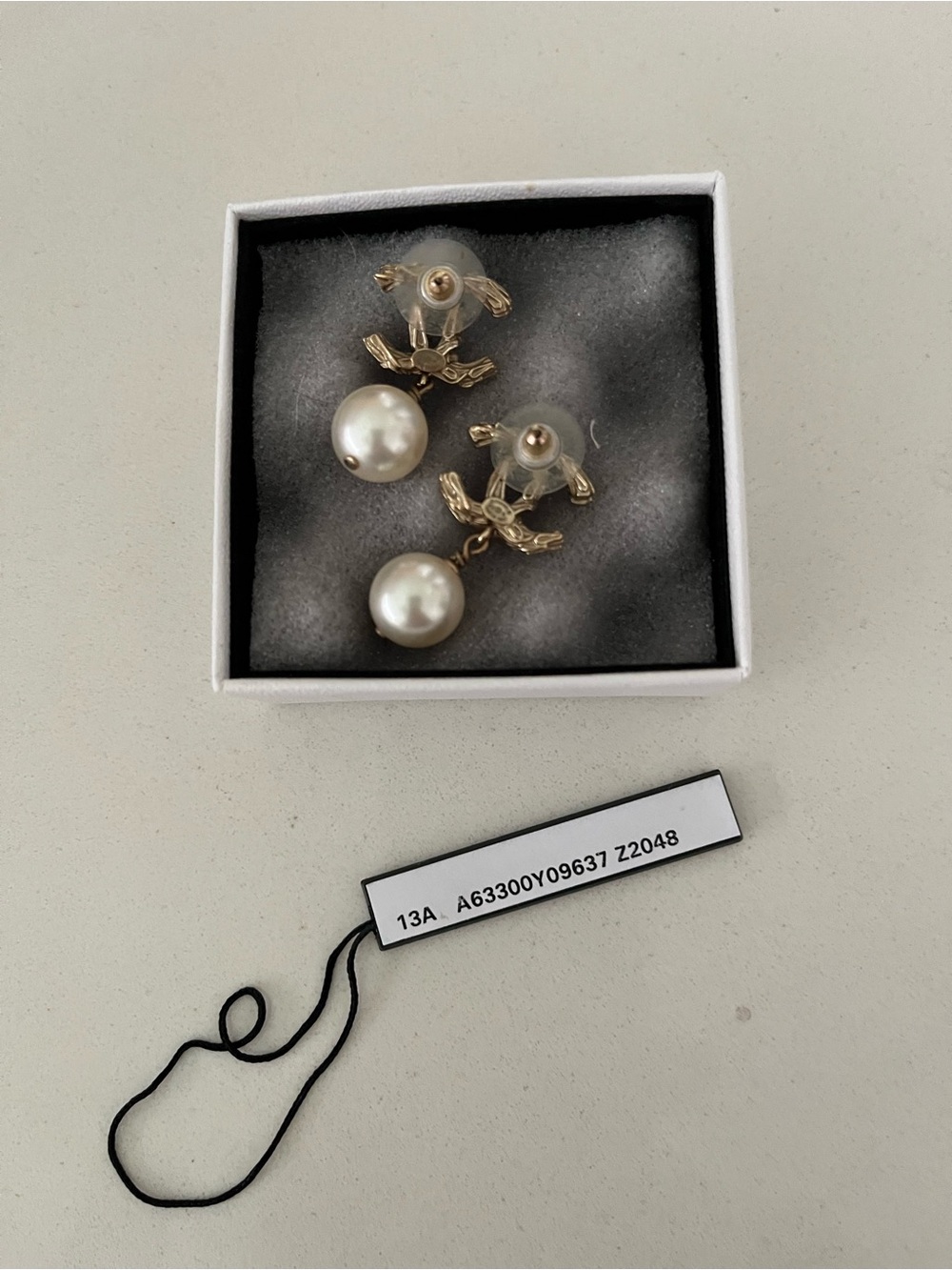 CHANEL Gold-Tone CC Pearl Drop Earrings - Gold and Cream - Picture 3 of 4